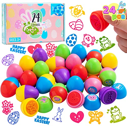 JOYIN 24 Pcs Easter Egg Stampers Toys for Easter Eggs Hunt Game, Basket Stuffers Fillers, Kids Gifts, Party Favor, Self Inking Stamp for Classroom Prize Supplies - style: sheep