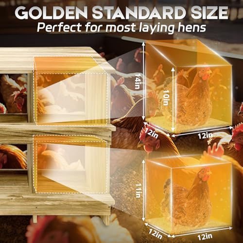 6 Holes Gold Standard Chicken Nesting Box for Laying Eggs, Two-Tier Wooden Nesting Boxes for Chickens, Farmhouse Series Laying Box for Hens, Ducks and Birds - color: Wooden 6-Hole