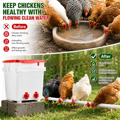 15-Pack Horizontal Chicken Nipples Waterer with 1/2" PVC Tee Fittings, Automatic Poultry Waterer Kit for DIY Chicken Duck Quail Watering System, Side Mount Drinker