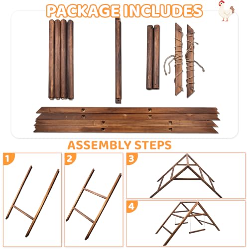 Pine Wood Chicken Perch with 2 Swings & Ladder, Multi-Level Chicken Roosting Bars for Backyard Coop, Roosting Bars for 10–12 Chickens, Easy to Assemble & Clean