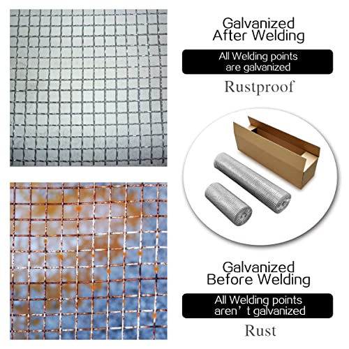 Hardware Cloth 8'' x 20' 1/4 in Galvanized Wire Mesh Roll (23 GA) Chicken Wire Fence Roll for Chicken Pen/coop Fences, Screen mesh, Rabbit/Snake Fences, Poultry enclosures, Handicraft Making, etc. - size: 8In x 20Ft