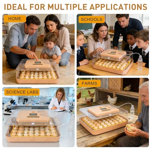 Gen IV – 56 Egg Fully Automatic Incubator, 2026 UpgradedDesign, Intelligent Sensor-Based Humidity & Temp Control, Custom Days, Adjustable Auto Turning & Stop, Chick Separator, Flexible Egg Spacing - size: 56 egg-brown