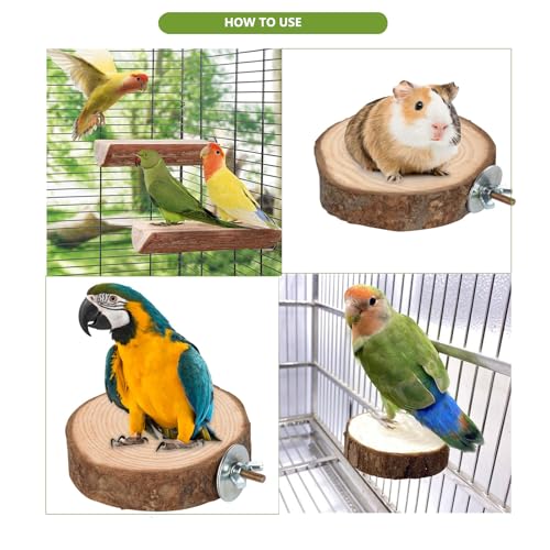 Parrot Cage Perch, Wooden Platform for Birds Parrots Rats Small Animals(2 Packs)
