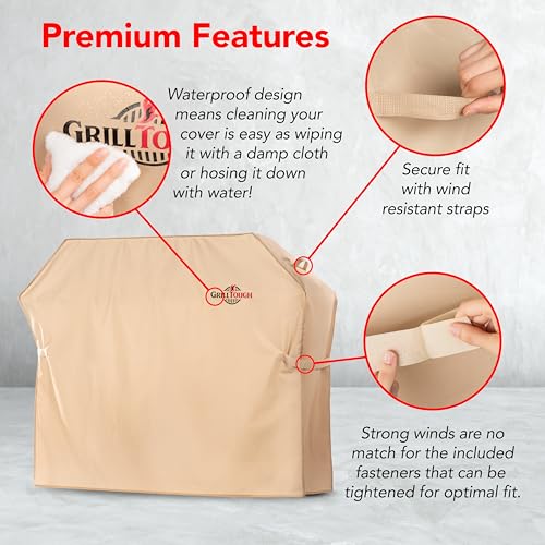 Heavy Duty BBQ Grill Cover for Outdoor Grill, 30 Inch Tan | Waterproof, Weather Resistant, UV & Fade Resistant, Heavy Duty Protection, Adjustable Straps, Outdoor Grill Cover, Secure Fit - color: Tan, size: 30''L x 26''W x 43''H