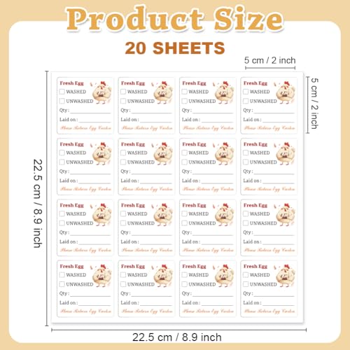 320 Pcs Egg Carton Labels, 2 Inch Square Farm Fresh Lain on Sticker PET Adhesive Egg Packaging Sticker for Box Container Carton Farm Supplies - color: Laid on Date