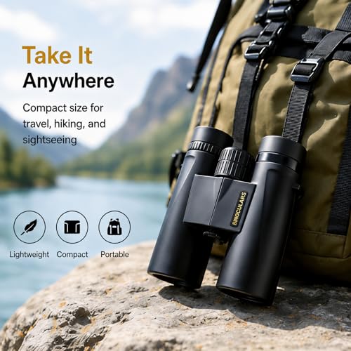 Asacam 12x42 Binoculars for Adults, HD BAK4 Prism for Bird Watching - color: Solid Black