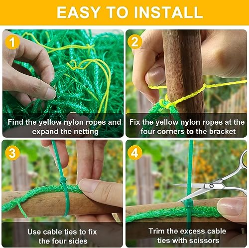 Garden Trellis Netting for Climbing Plants Outdoor, 6.6x16.4 FT Plant Netting for Cucumber, Tomato, 27 Strands Trellis Net with 4x4 Inch Mesh as Vegetable Netting for Grape, Bean, Pond - size: 6.6x16.4 FT