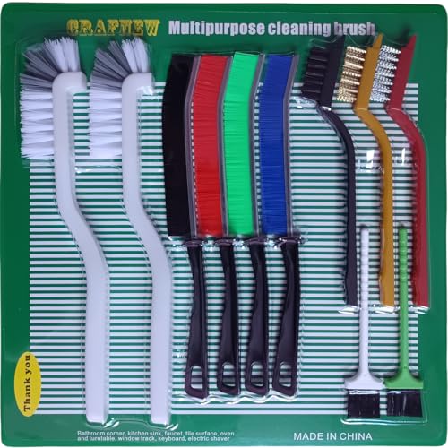 CRAFNEW 11Pcs Crevice Cleaning Brush Set, Hard Bristle Gap Cleaner Brushes | Ideal for deep cleaning gaps, kitchens, sinks, bathrooms, tight spaces, corners, bottles, cups, teapots