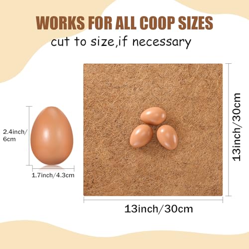 VioraWhite 10 Pack Chicken Nesting Pads 13x13'' Laying Hen Nesting Box Liners with 30 Pcs Wooden Fake Eggs Help Laying Hen for Chicken Coop Bedding Poultry Habitat Supplies