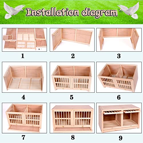 Bird Cage Large Size Solid Wood Pigeon Pairing Cage, Indoor Pigeon Nest Box with Pull Out Tray, Easy to Clean, Need to Install(Natural,31.5IN*1) - size: 31.5"L x 15.7"W x 17.7"H