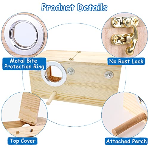 BNOSDM Parakeet Nesting Box Transparent Bird Nest Breeding Box with Perch Wood Bird House for Cage Cockatiel Budgie Lovebirds Conure Finch Parrot Small to Medium Birds (M) - size: Medium