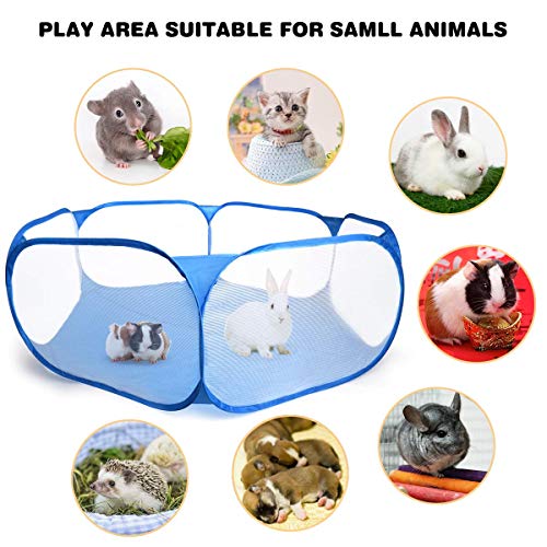 Guinea Pig Cage Rabbit Cage Indoor with Mat Playpen Perfect Size for Small Animal Pet Play Pen Easy to Clean Exercise Yard Fence Portable Tent for Hamsters, Chinchillas, Hedgehog, Puppy, Cats - color: Skyblue