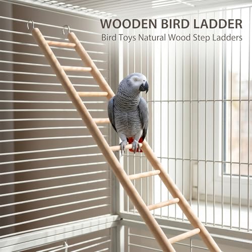 3 Pcs Bird Ladder, Wooden Bird Cage Ladder Bird-Ladder for Cage Climbing Ladders for Parakeets Parrots Cockatoo(4, 6, 8 Steps)