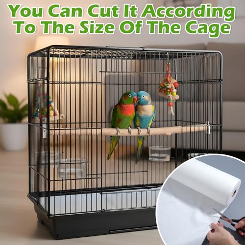 100 Ft x 17.3 Inch Bird Cage Liner, Disposable White Non-Woven Bird Cage Liners Large Size Precut Absorbent Cushion Pad Mat Accessories for Pet, Parrot, Animal