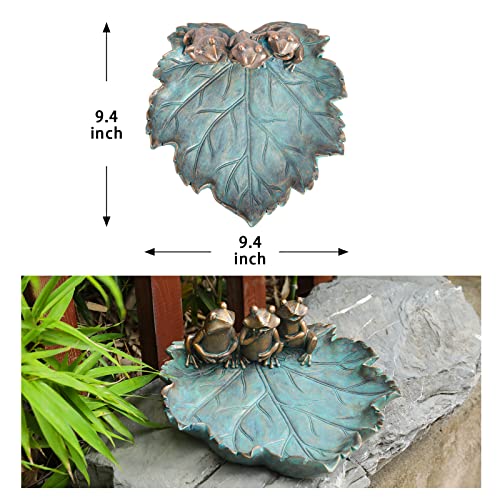 Bird Bath for Outdoors, Resin Garden Frogs Birdbath Bowl Yard Decor | Antique Bird Water Bowl, Tabletop Vintage Frogs Bird Baths and Bird Feeder that Attracts Birds for Outside Yard Table Decor - color: Dark Green-1