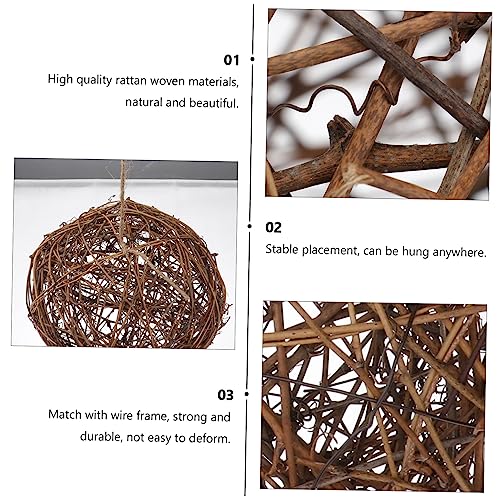 Sosoport DIY Hummingbird Nesting Material Holder for Outdoor Birds Rattan Ball Feeder Nesting Naterual Holder Bird House Accessory