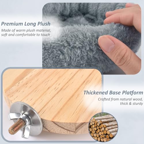 DBNESS Medium Bird Nest for Cage, Removable Plush Parrot Hammock Warm Resting Perch Platform for Budgies Cockatiel Conure Parakeet Hamster Washable Breeding Sleeping Lay Eggs Nesting (Grey, M) - size: M