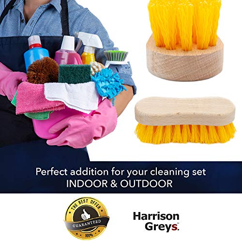 Stiff Bristle Brush - Scrub Brush for Deep Cleaning, Hand Brush with Hard Bristles, Utility Nylon Brush for Indoor and Outdoor, Wooden Boot Hand Scrubber, Scrubbing Brush Heavy Duty - size: 4.72"