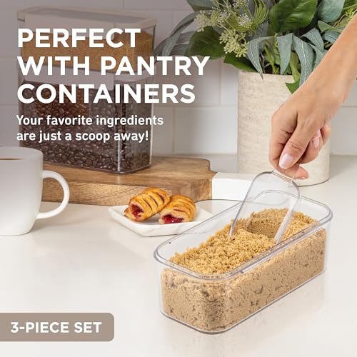 Bentgo Pantry 3-Piece All-Purpose Scoop Set, 1/2 Cup, BPA-Free (Clear) | Lightweight, Portion Control, Dishwasher Safe, Fits Pantry Containers, Ideal for Flour, Sugar, Coffee & Candy (Clear)