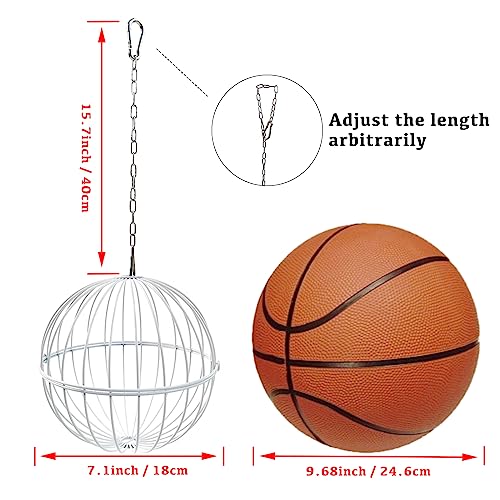 Hanging Chicken Feeder 7.1 Inch Chicken Veggie Treat Ball 1PCS White | Large IronSturdy Chicken Treat Holder with 15.7 Inch Hanging Chain - color: White