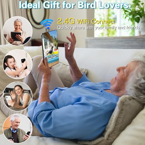 TayePin Bird Feeder with Camera Solar Powered & AI Identify 10,000+ Birds Species, 2.4Ghz WiFi Smart Feeding, 2K HD Live Video for Outdoor, IP65 Waterproof, Instant Arrival Alerts, Bird Lover Gifts