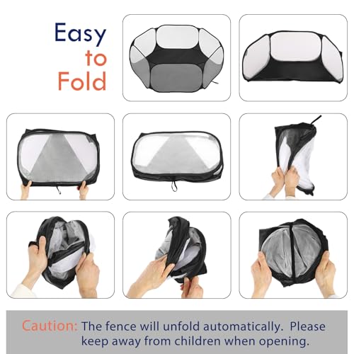 Pawaboo Small Animals Playpen, Black | Waterproof Small Pet Cage Tent, Strong Steel Wire Frame, Portable Outdoor - color: Black