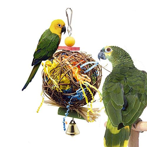 EBaokuup 2 Pack Bird Chewing Toys Foraging Shredder Parrot Cage Shredder Hanging Toy for Cockatiel Conure African Grey Amazon