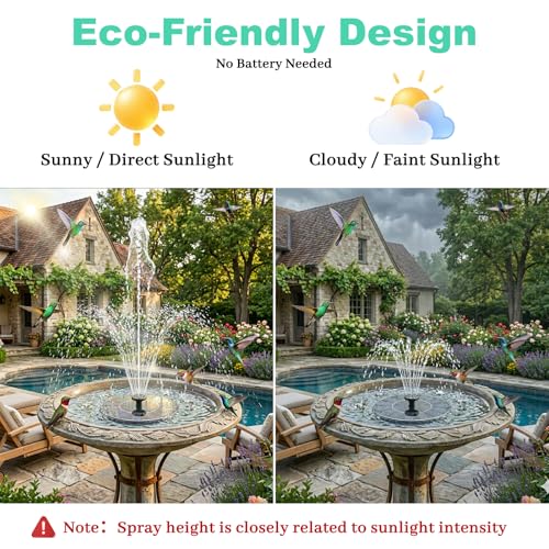 Solar Fountain, Floating Solar Water Pump for Bird Bath | 1.5W Water Fountain, No Battery or Electricity Needed, Easy to Use for Garden, Pond, Patio, Outdoor Decor - color: Floating Solar Fountain Pump