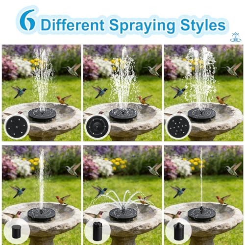 3.5W Solar Fountain with 6-in-1 Spray Nozzles & 4 Fixed Rods | 2026 Upgraded Free Standing Floating Solar Fountain, Solar Fountain for Bird Bath, Garden, Pond, Pool, Outdoor - color: 3.5w Solar Water Fountain