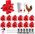 12 Pcs Horizontal Chicken Waterer Nipples with Drill Bits, Leakproof Poultry Watering System for Chicken Coop, Durable ABS Plastic & Stainless Steel, Water Saving Design for Outdoor Use