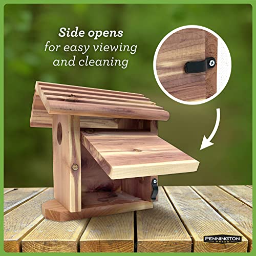 Pennington Pride Cedar Birdhouse for Outdoor, 1 Adult, 3-4 Babies | Birdhouses for outdoors, side opens for cleaning, ventilation and drainage openings, hanging hardware included - size: Holds 1 Adult, 3 - 4 babies