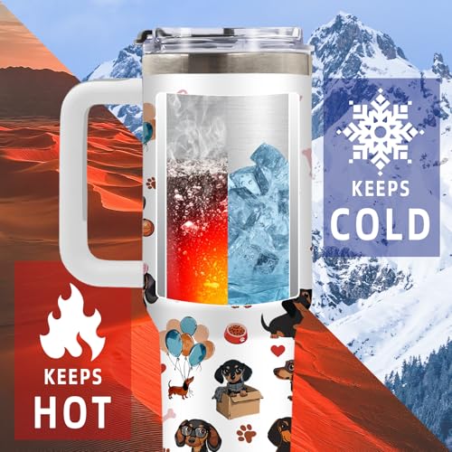 DUUV Dachshund Tumbler 40oz, Insulated Dachshund Gifts for Women Girl | Cute Weiner Dog Tumbler Leakproof, Weiner Dog Gift for Dogs Lover, Graduation Birthday Gift for Mom Friend Women, 1 Pack - color: Dachshund