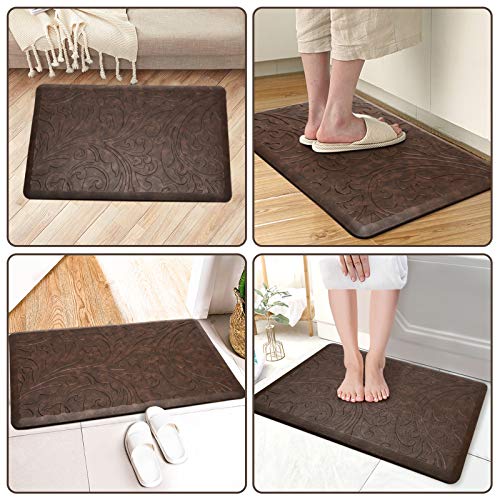 Kitchen Mat Cushioned Anti-Fatigue Comfort Standing Mat Rug for Home,Office | Waterproof Non-Slip Ergonomic Comfort Rug for Sink,Laundry,Desk 17.3" x 28", Brown - color: Brown, size: 1'5" x 2'4" (Rectangular)