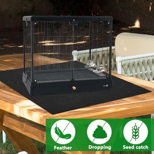 50x50 Inch Large Bird Cage Mat,Under Pet Cage Mat for Bird Cages, Dog Crate Mat Liner, Waterproof Felt Liner with Non-Slip Backing for Kennel Training, Floor Protector and Reptile Aquariums - size: 50x50 Inch