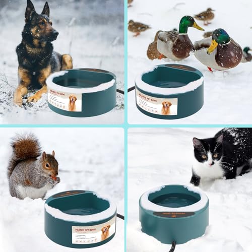 Heated Water Bowl for Dogs, Heated Dog Bowl for Cats Birds Chickens Water Heater, Outdoor Pet Heating Dish Provides Drinkable Water in Frozon Winter, 2.2L - size: 2.2L