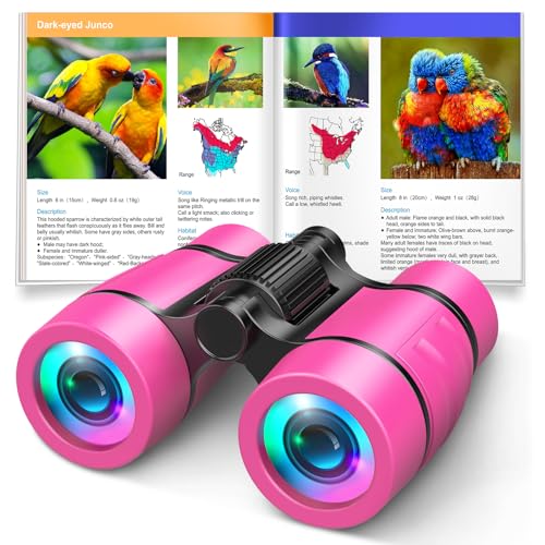 Toys for 3-7 Year Old Girls: LET'S GO! Binoculars for Kids Bird Watching|Camping|Hiking 3 4 5 6 7 8 Year Old Girl Boy Birthday Gifts Outdoor Toy for Kid Ages 4-6 Toddler Gift Stuffers - color: Pink