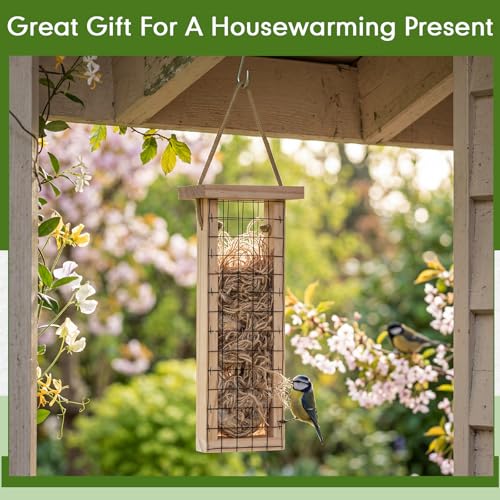 2 Pcs Bird Nesting Material, Hummingbird Nest, Natural Nesting Fiber Cotton, Refillable Nestings Accessories for Wild Bird, Enjoy Birds Gardening Outside, Garden Decoration Gifts (Grid Style) - size: Grid Style