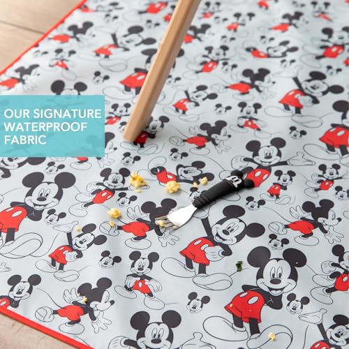 Bumkins Disney Baby Splat Mat for Under High Chair, Babies Toddlers Eating Mess Mat, Waterproof Reusable Cloth for Arts and Crafts, Play Mat for Kids, Floor or Table, Fabric 42inx42in, Mickey Mouse - color: C3 Mickey Mouse