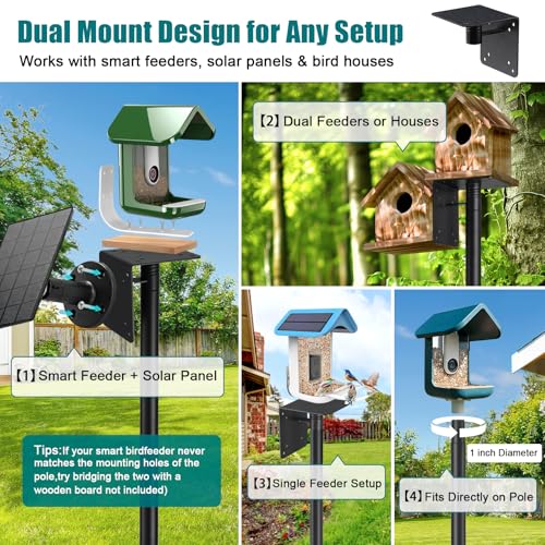 Heavy Duty Bird Feeder Pole - 75" Adjustable Birdhouse Stand Outdoor, Anti-Tip Stakes & Stable Mount for Smart Camera Birdfeeder,Bluebird House, Bird Buddy, Birdfy - size: 75 inch