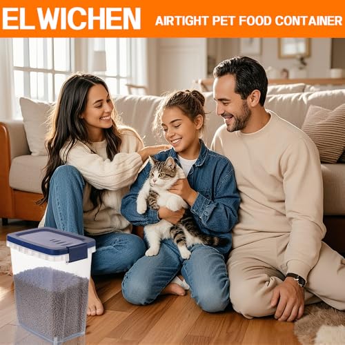 EIwichen Dog and Cat Food Storage Container with Scoop - 5-10 Lbs Pet Food Container with Airtight Lid, Dry Food Bin BPA Free, Kibble Container, for Pet, Cat, Dog, Bird Seed, e