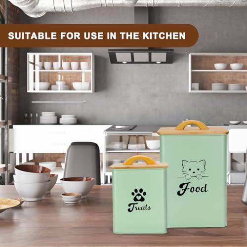Cat Food Storage Container with Scoop, 2PCS Cat Food Storage Container with Lids Airtight, Cat Treat Jars for Kitchen Counter-7+3Lbs, Cat Cookie Jar for Storage,Saga Green - color: Saga Green