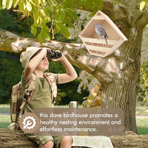 Mourning Dove Nesting Box Cedar Wooden Birdhouses Shelter | Triangular Opening Pigeon Roosting Platform for Outdoors Garden Yard Decor