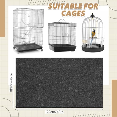Nuanchu Large Bird Cage Mat, 48 x 36 Inch Under Pet Cage Mat, Absorbent/Waterproof Felt Pad for Bird Cages, Reptile Aquariums, Dog Kennels, with Non-Slip Backing for Hard Floors and Surfaces - size: 48 x 36 Inch