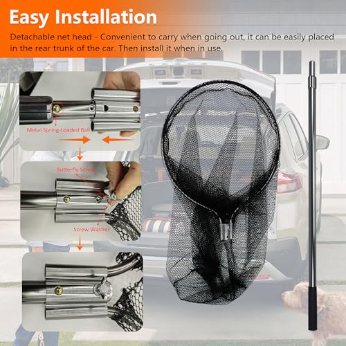 Catcher Net Small Animal Control Net Poultry Catching Trap Tool, Large | 43"-78" Handle, 24" Net Opening, For Chicken, Duck, Goose, Fish, Cat, Dog, Poultry Catching Trap Tool - color: Advanced Grey - 24inch Net Opening(Large)