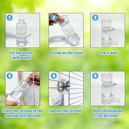 Automatic Bird Water Dispenser Cage Hanging Water Feeder with Anti-Spill Design for Parakeet Canary Small Parrot Lovebirds (2PCS 240ml Water Dispenser) (140ml) - color: 140ml