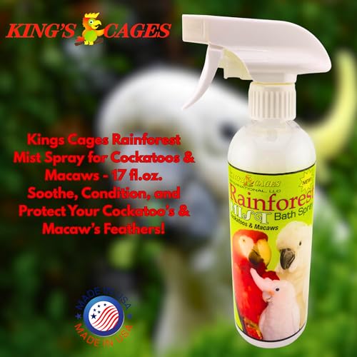 King's Cages Rainforest Mist 17oz White Spray Feather Conditioning Bath Mist with Vanilla Scent for Cockatoos and Macaws Parrots (Pack of 2) - size: Pack of 2