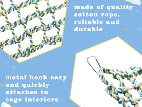 Colorful Bird Rope Net, Rat Climbing Ladder Bridge Toy, Hanging Pet Hammock, Cage Accessories for Small Animals Hamster Parakeets Cockatiels Guinea Pig Chinchilla Ferret - 45 × 7.5 Inch - size: 45 ×7.5 Inch