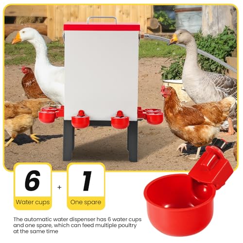 2.6 Gal Automatic Chicken Waterer Stainless Steel Poultry Water Dispenser with Stand, Auto Filling Chicken Watering Systerm