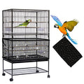 Daoeny Large Bird Cage Cover, Bird Cage Seed Catcher, Adjustable Soft Nylon Mesh Net with Twinkle Moon Star, Birdcage Cover Skirt Seed Guard for Parrot Parakeet Macaw Round Square Cages (Black) - color: Black, Sequins Star