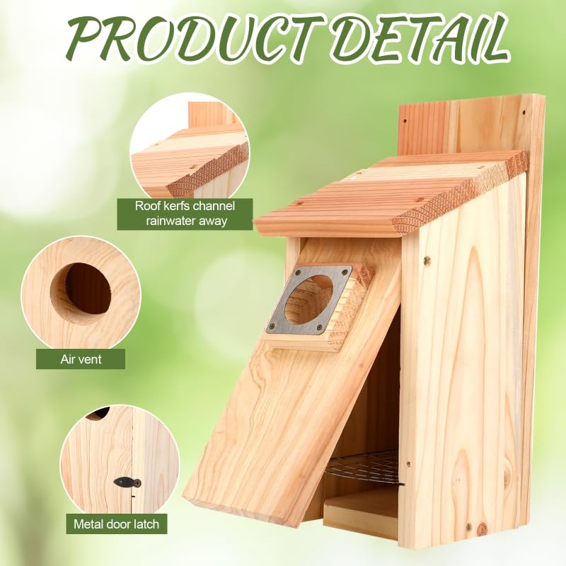 4-Pack Bird Houses for Outside with Metal Predator Guard, Birdhouses for Outdoors for Bluebird, Wren, Swallow, Finch - Natural Wood